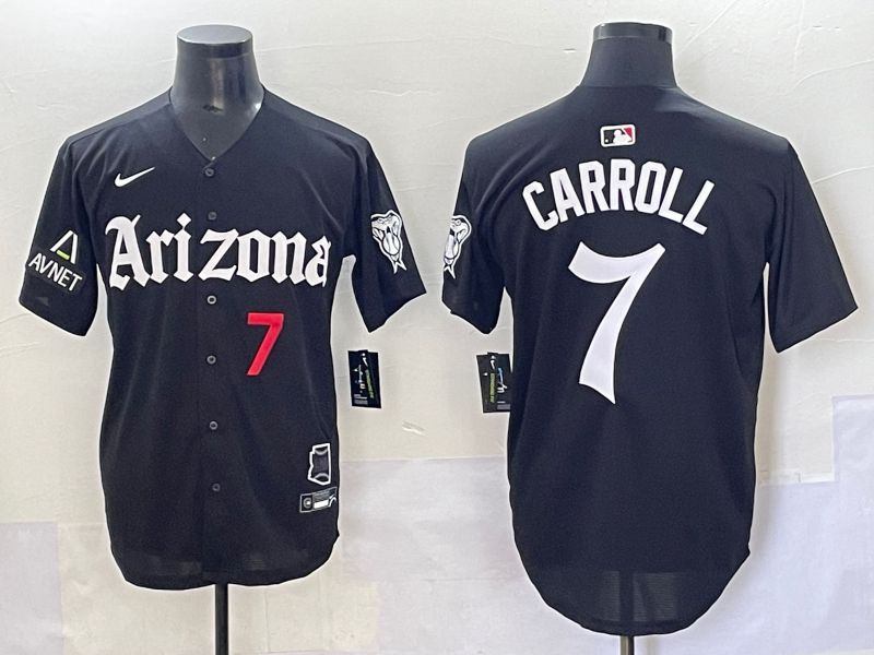 Men 2025 Arizona Diamondback #7 Carroll Black Five generations Joint Name Nike MLB Jersey style 6